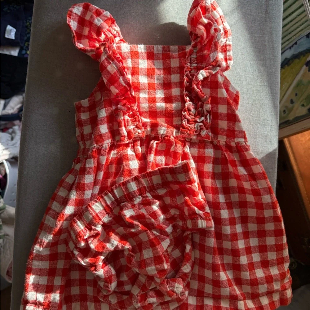 Hanna Andersson Red Gingham Baby Dress w/ Bloomers 6–12M Summer Picnic Outfit
